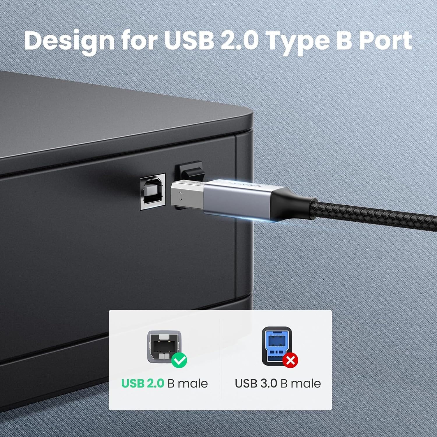 UGREEN USB B to USB C 3 FT Printer Cable (Refurbished) Cheap Sale Low Pice Fee Shipping