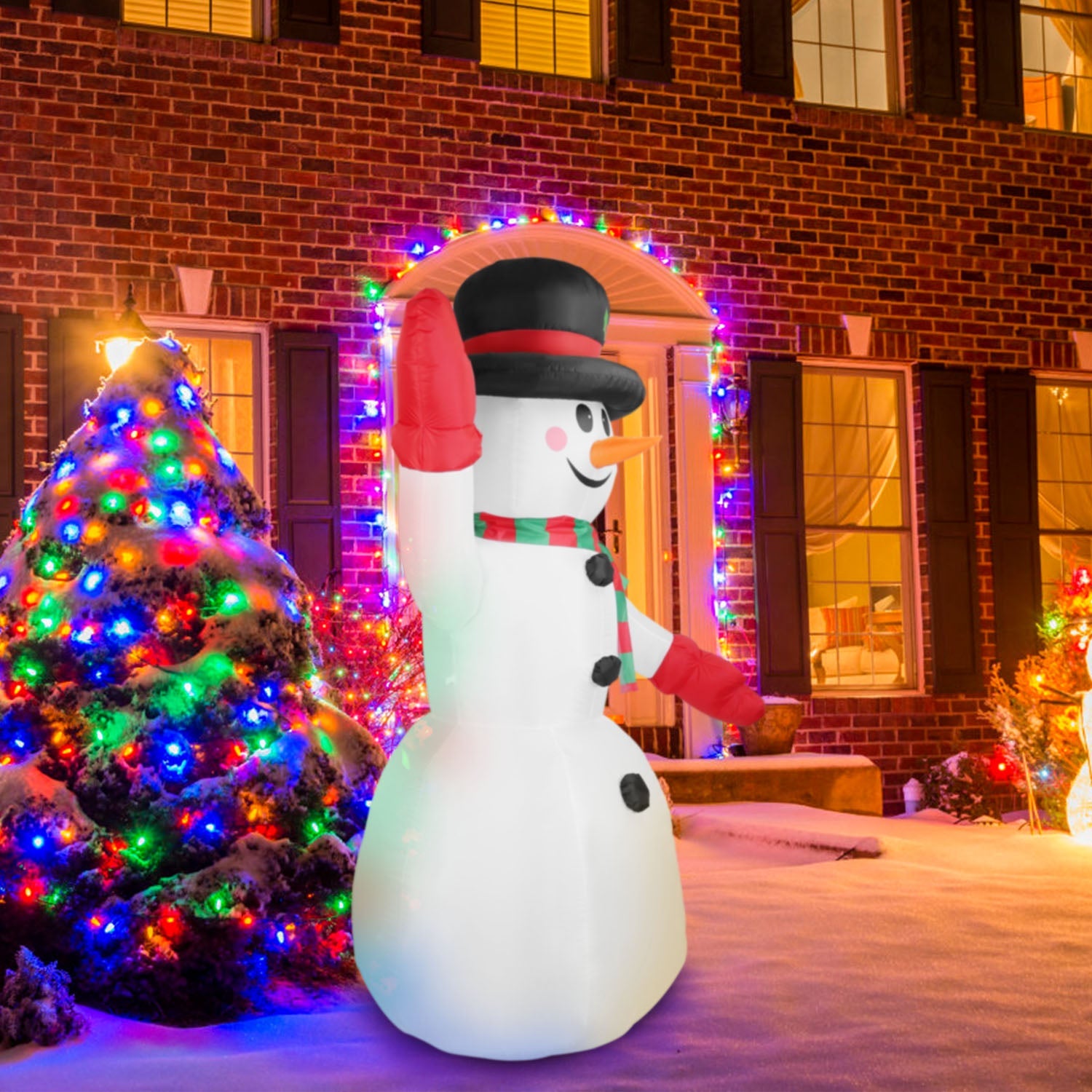 7.9ft Christmas Inflatable Giant Snowman Blow Up with LED Lights Hat Scarf Clearance Get Authentic