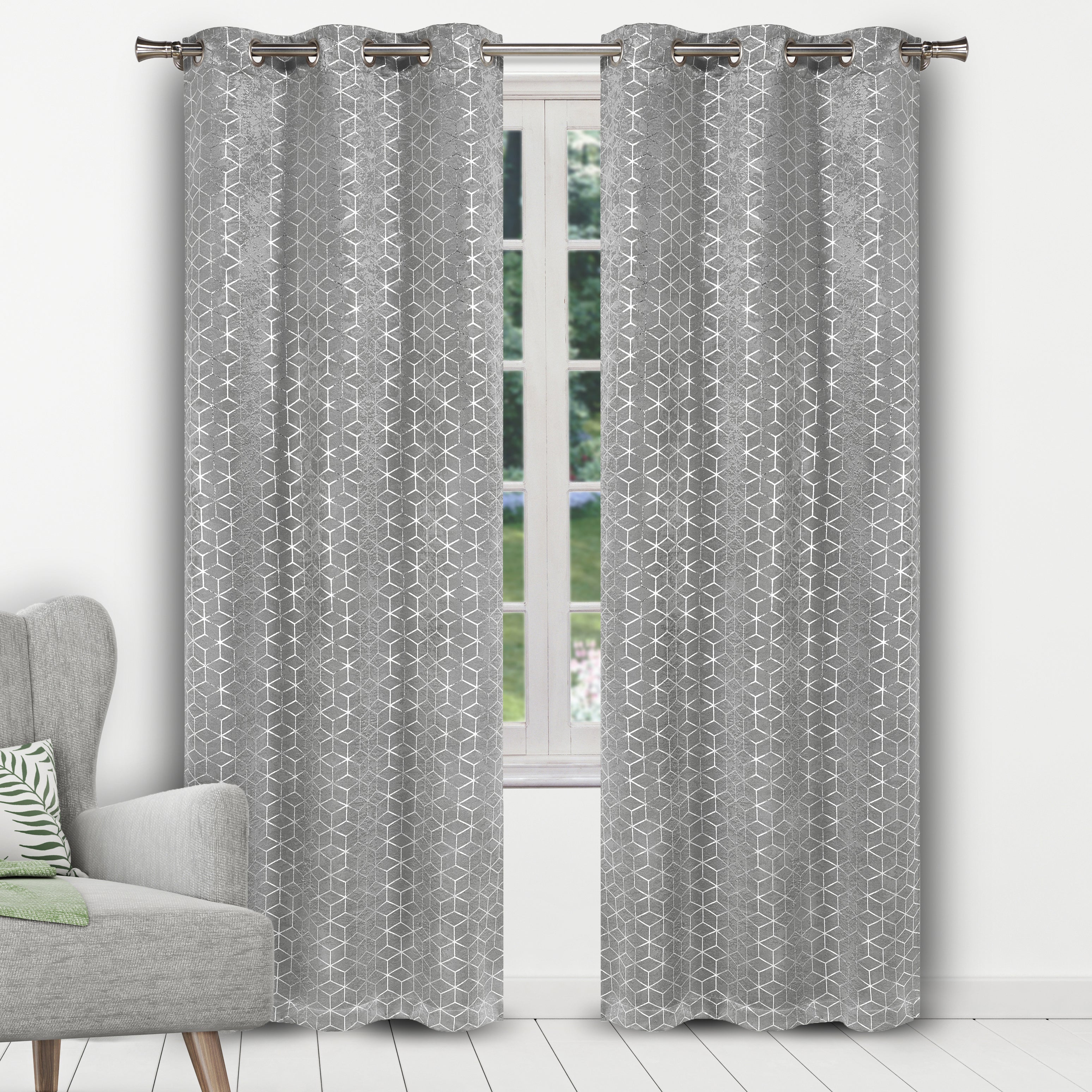 Geometric Pattern Blackout Thermal Window Curtain Pair Panel In China