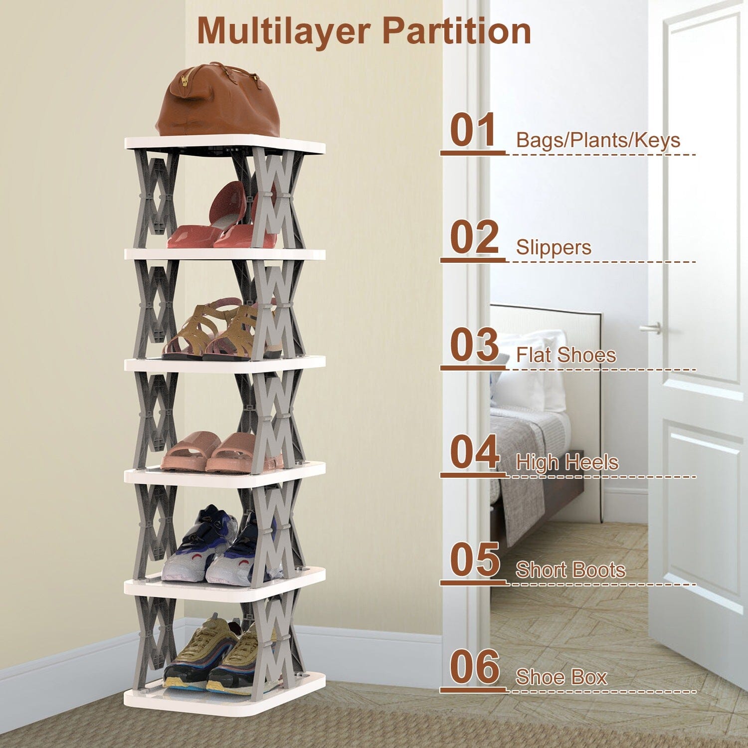 6-Tier Foldable Vertical Shoe Rack Cheap Sale Low Pice