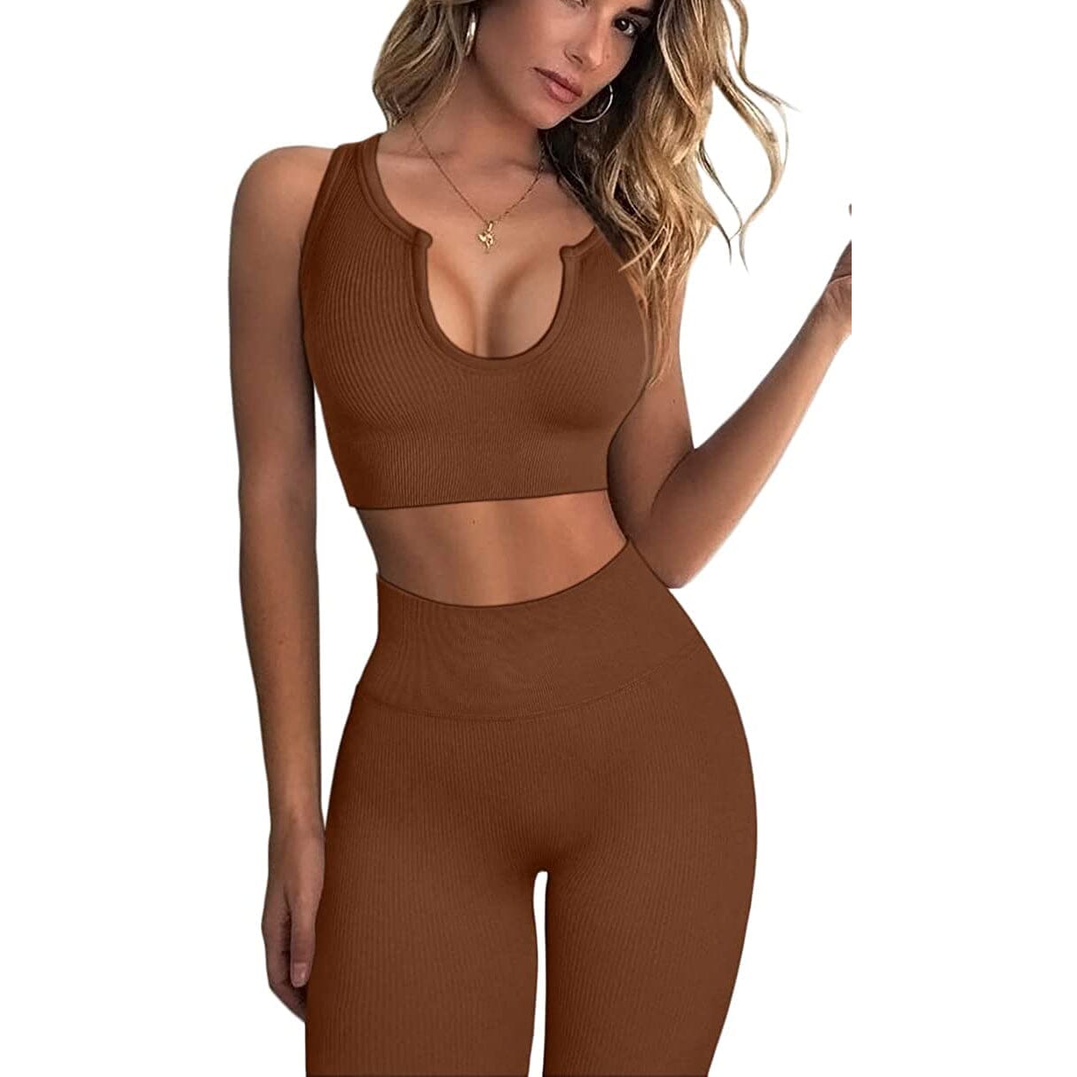 2-Piece Set: Ribbed Seamless Crop Tank High Waist Yoga Leggings Reliable For Sale