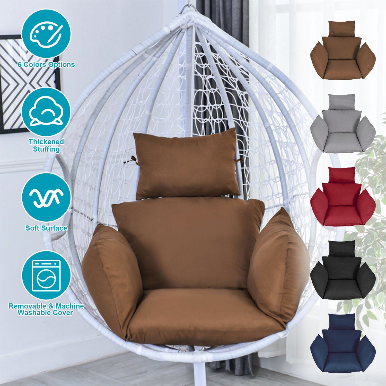 Egg Chair Hanging Basket Seat Cushion with Headrest Outlet With Paypal Order