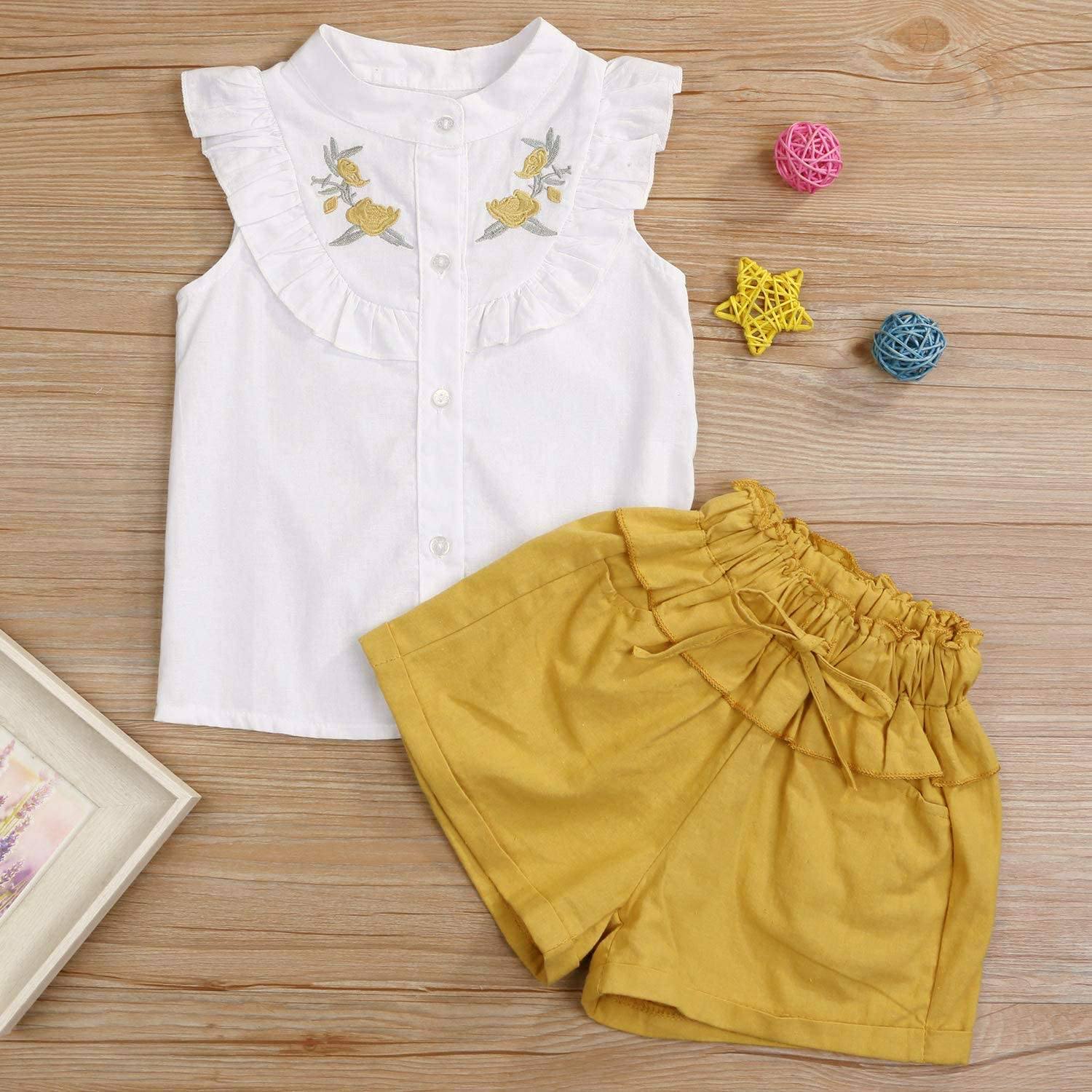 2-Piece: Baby Girls Outfits Clothes T-Shirt Vest Tops + Shorts Pants Cheap Purchase