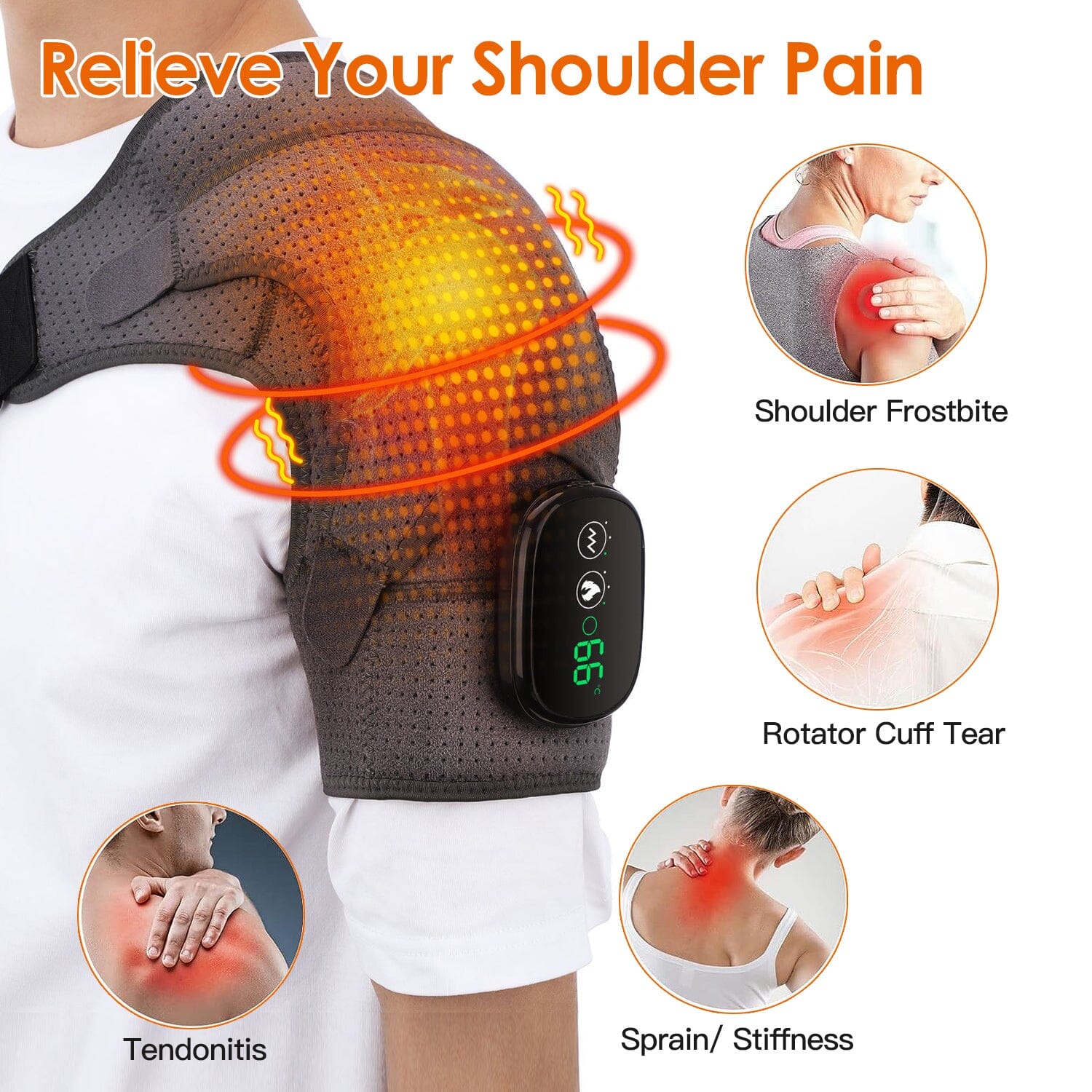 Rechargeable Heated Shoulder Wrap Massager Shoulder Brace Support with 3 Heating Levels How Much Cheap Online