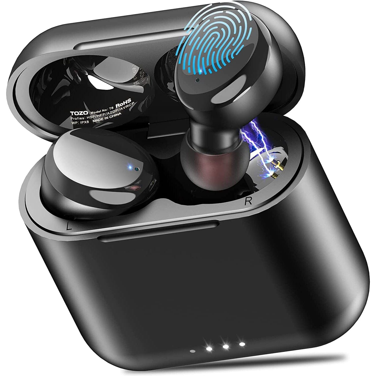 TOZO T6 True Wireless Earbuds Bluetooth 5.3 Headphones Touch Control with Wireless Charging Case (Refurbished) Outlet View