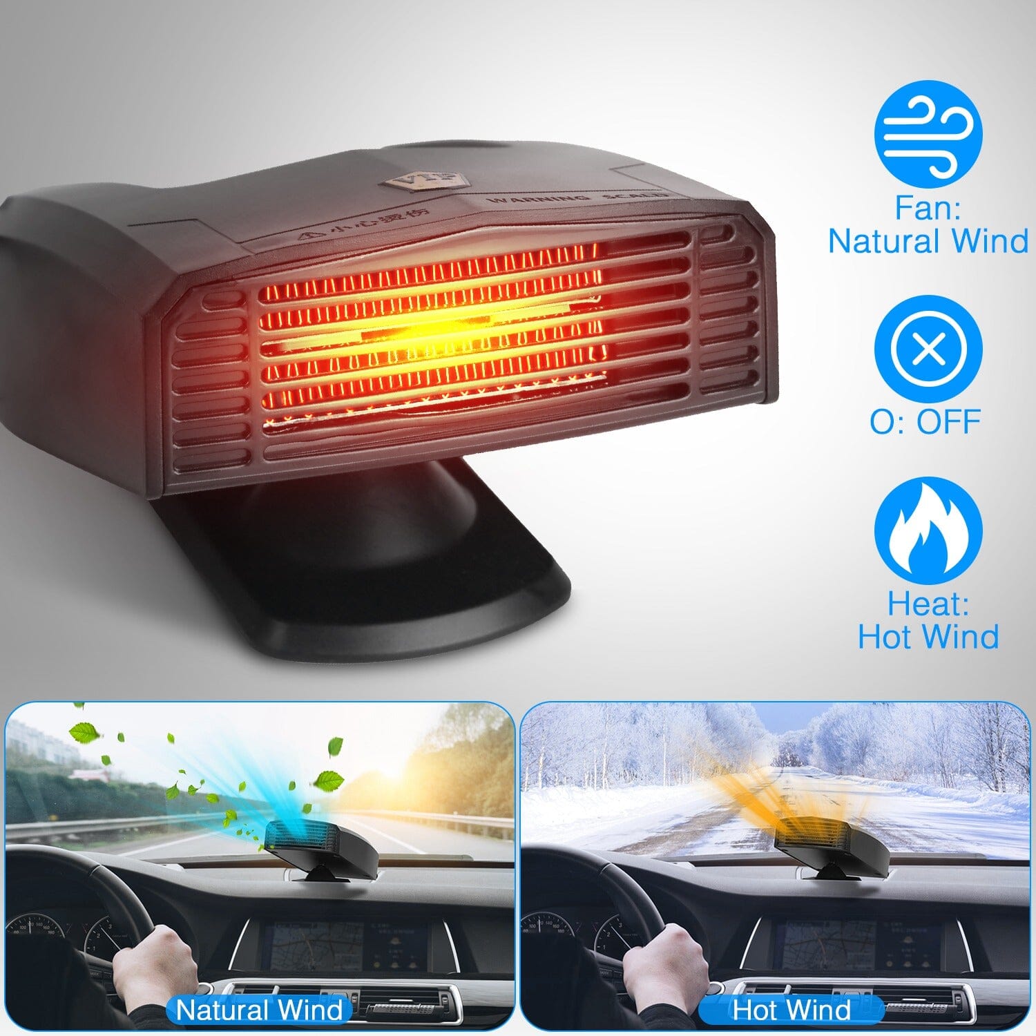 Portable Car Heater Heating Fan 2-in-1 Defroster Defogger Demister Windshield Heater Amazon Sale Online