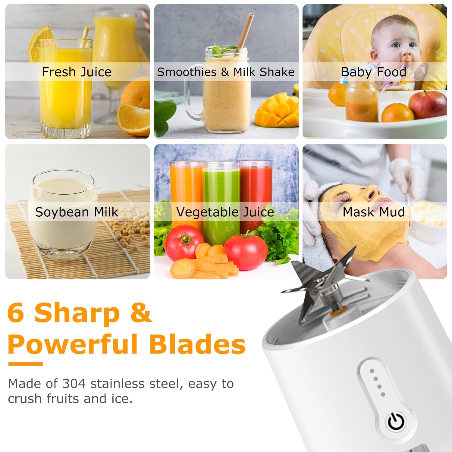 450ml Rechargeable Fruit Blender with 6 Blades Cheap Sale Sast