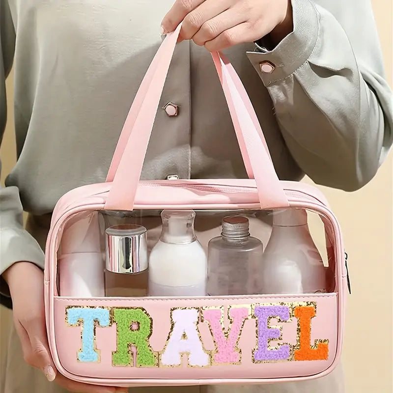 Transparent Letter Pattern Makeup Bag with Handle Best Deals