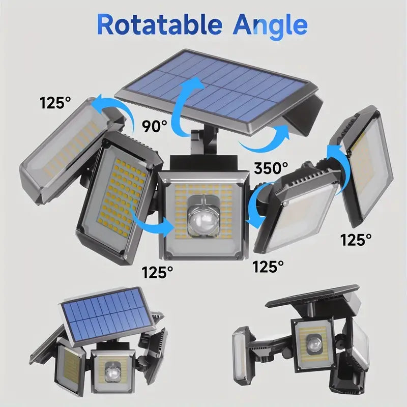 5 Heads Solar 300 LED Light Outdoor Motion Sensor Waterproof Wide-angle Illumination Wall Lamp Sale New