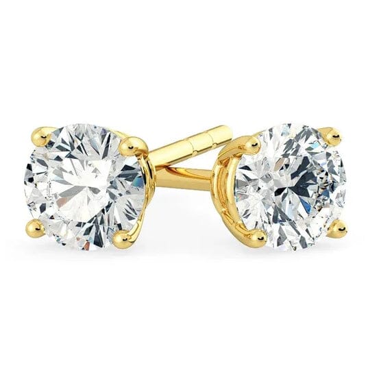 1/2 Ct TW Real Natural Round-Cut Diamond Solitaire 14K Gold Stud Earrings Cheap With Credit Card