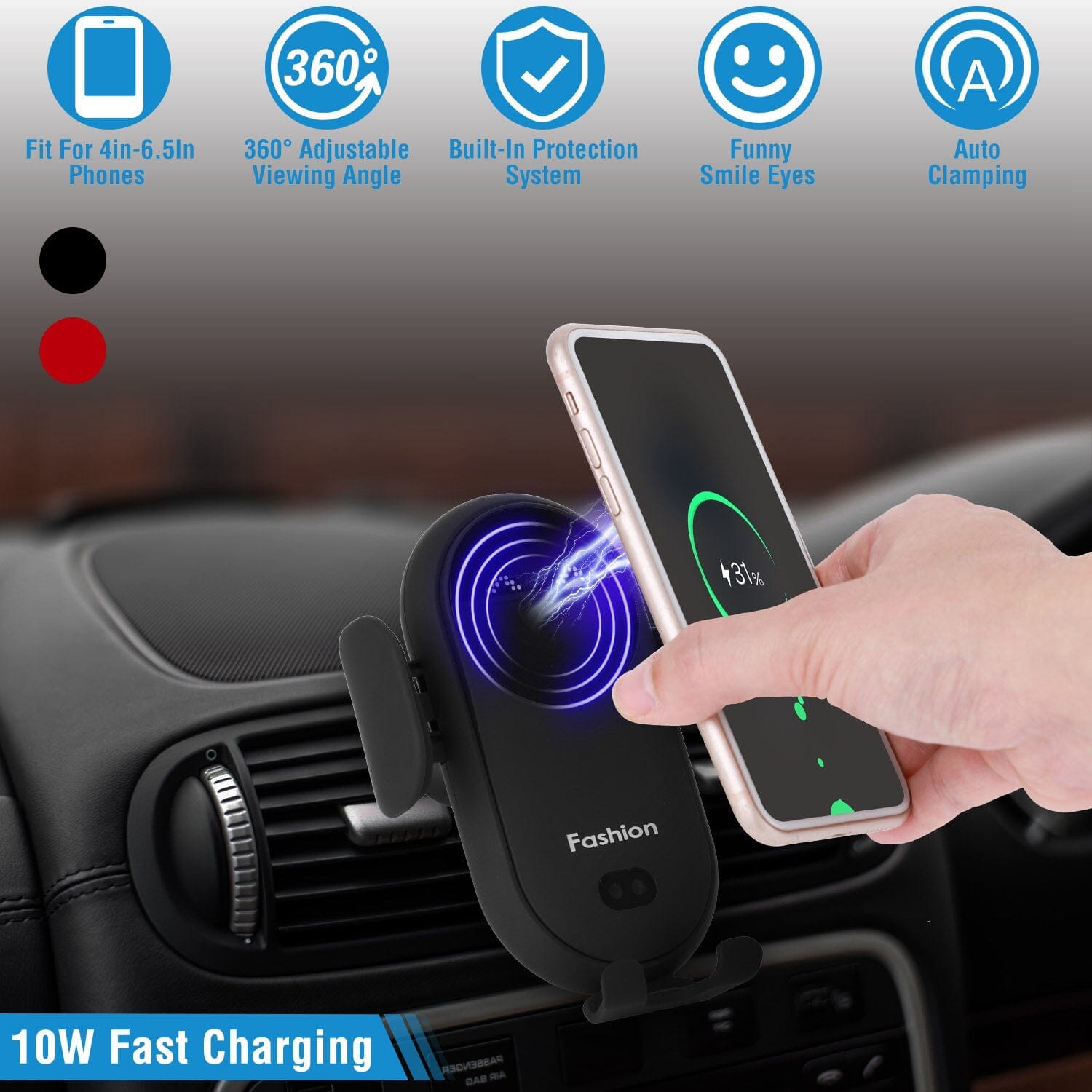 Smart Car Wireless Charger Auto Sensing Phone Holder 10W Qi Fast Charging Air Vent Free Shipping Get To Buy