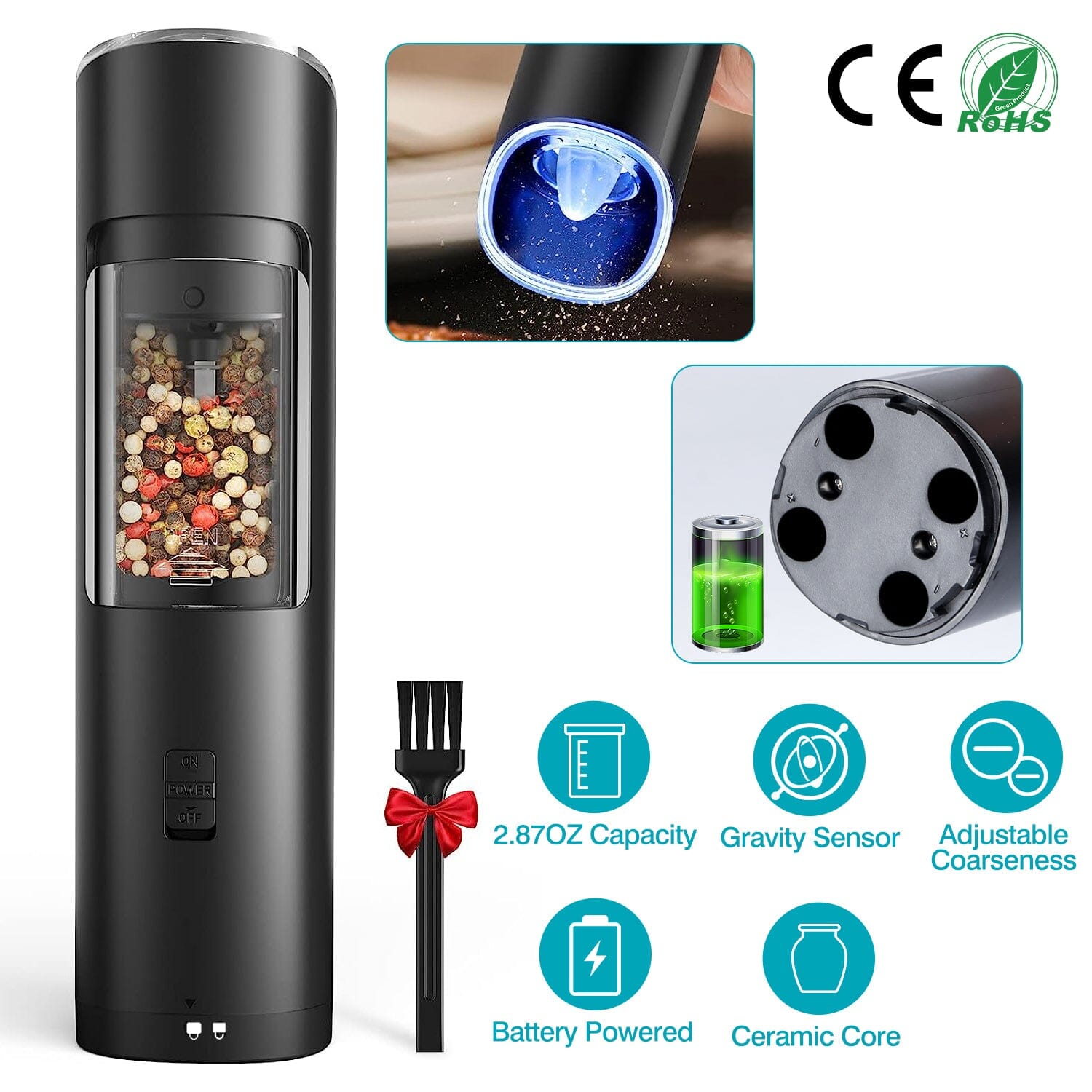 Electric Salt and Pepper Grinder LED Indicator Adjustable Coarseness Free Shipping Buy