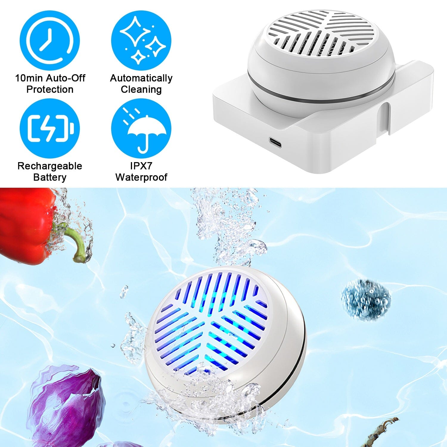 Portable Fruit Vegetable Washing Machine IPX7 Waterproof Rechargeable Fruit Cleaner Discount Latest