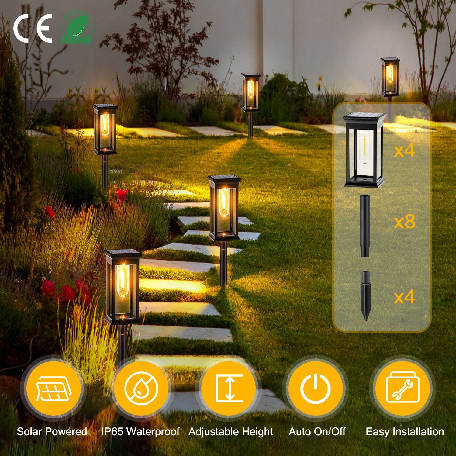 6-Pack: Solar Powered Stake Light IP65 Waterproof Auto On Off Many Kinds Of Cheap Pice