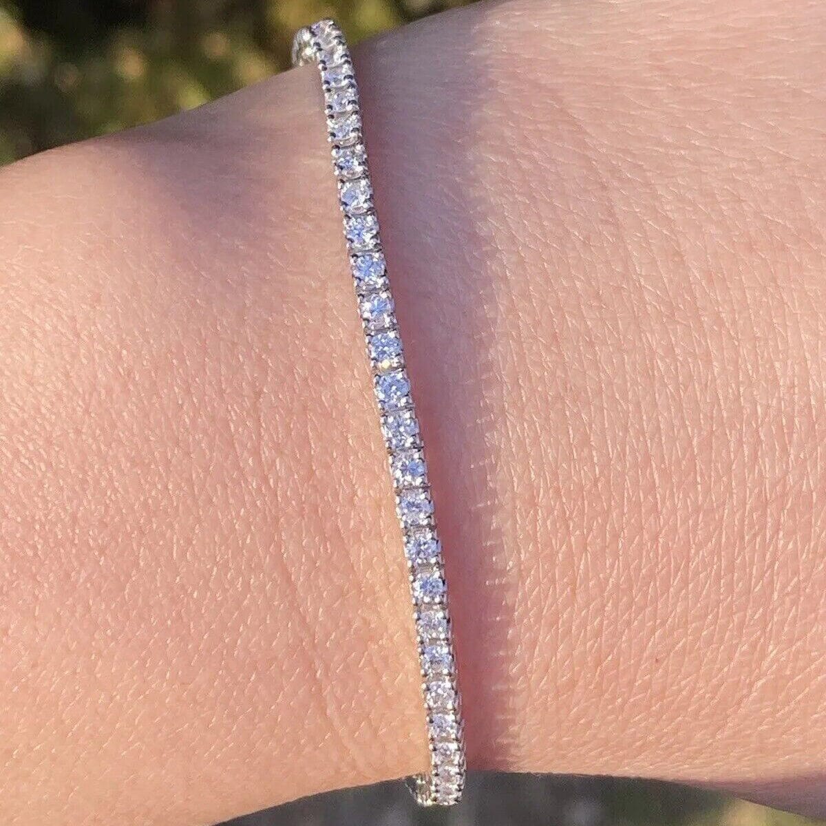 Solid 14K White Gold 2.13 CTW 100% Natural Diamond Tennis Bracelet Outlet Shop Offer