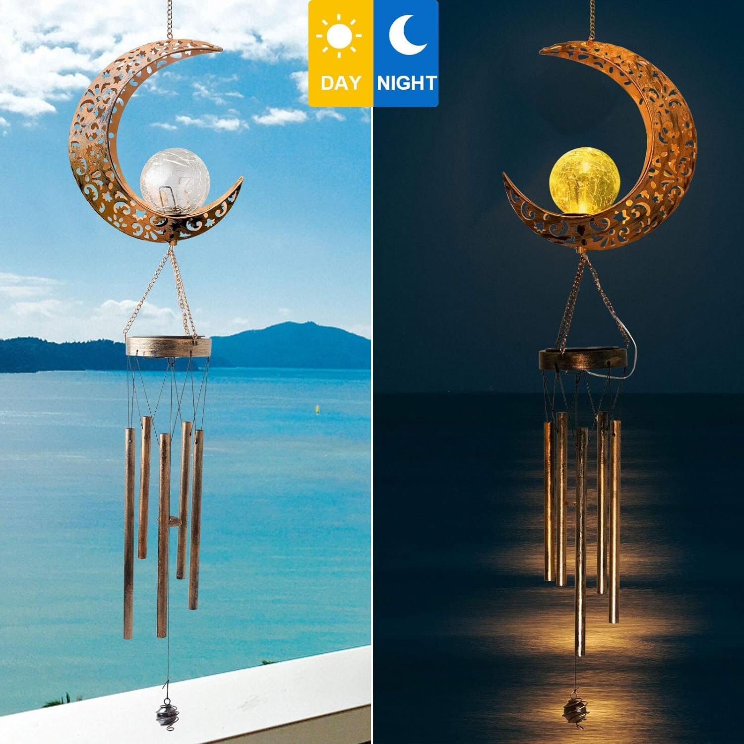 Moon Crackle Glass Ball Wind Chimes Solar Wind Chimes Outlet Choice