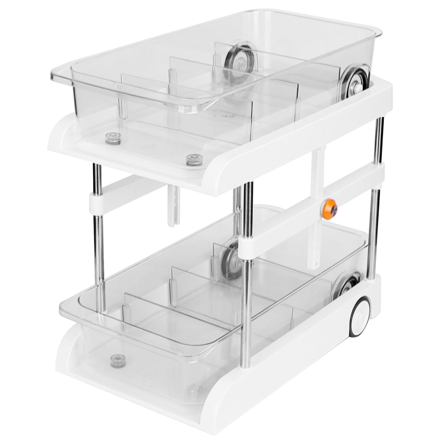 2-Tier Height Adjustable Under Sink Organizer with Flexible Wheels 2 Clear Trays Best Store To Get Sale Online