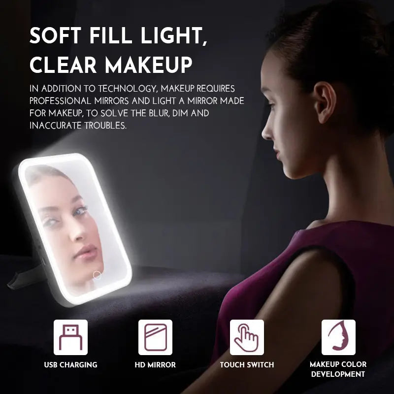 LED Makeup Mirror Touch Screen 3 Light Portable Standing Folding Vanity Mirror Footlocker Pictures Online