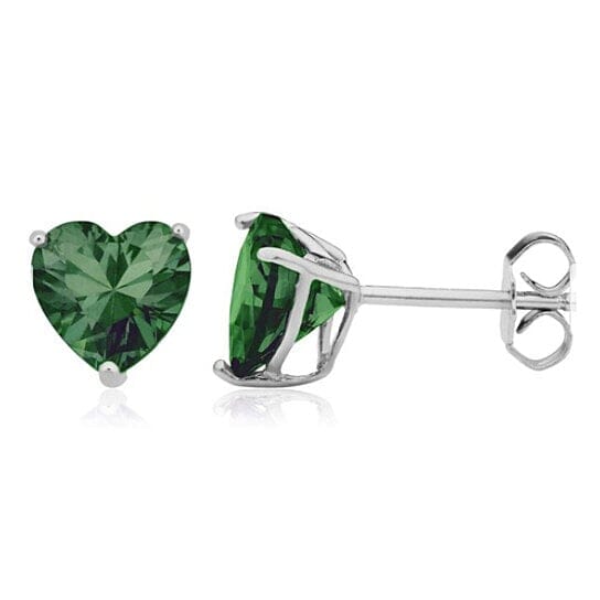 Sterling Silver Filled High Polish Finish Green Heart Shaped Stud Earrings 925 Sterling Silver 7mm Cheap Sale New Arrival