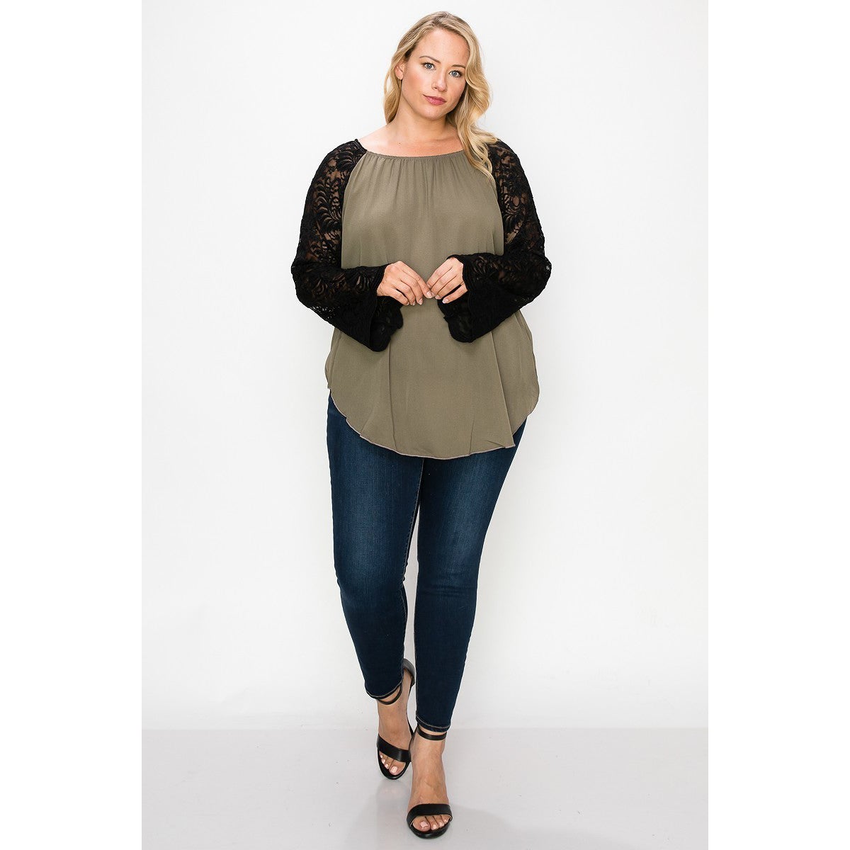 Solid Top Featuring Flattering Lace Bell Sleeves Factory Outlet