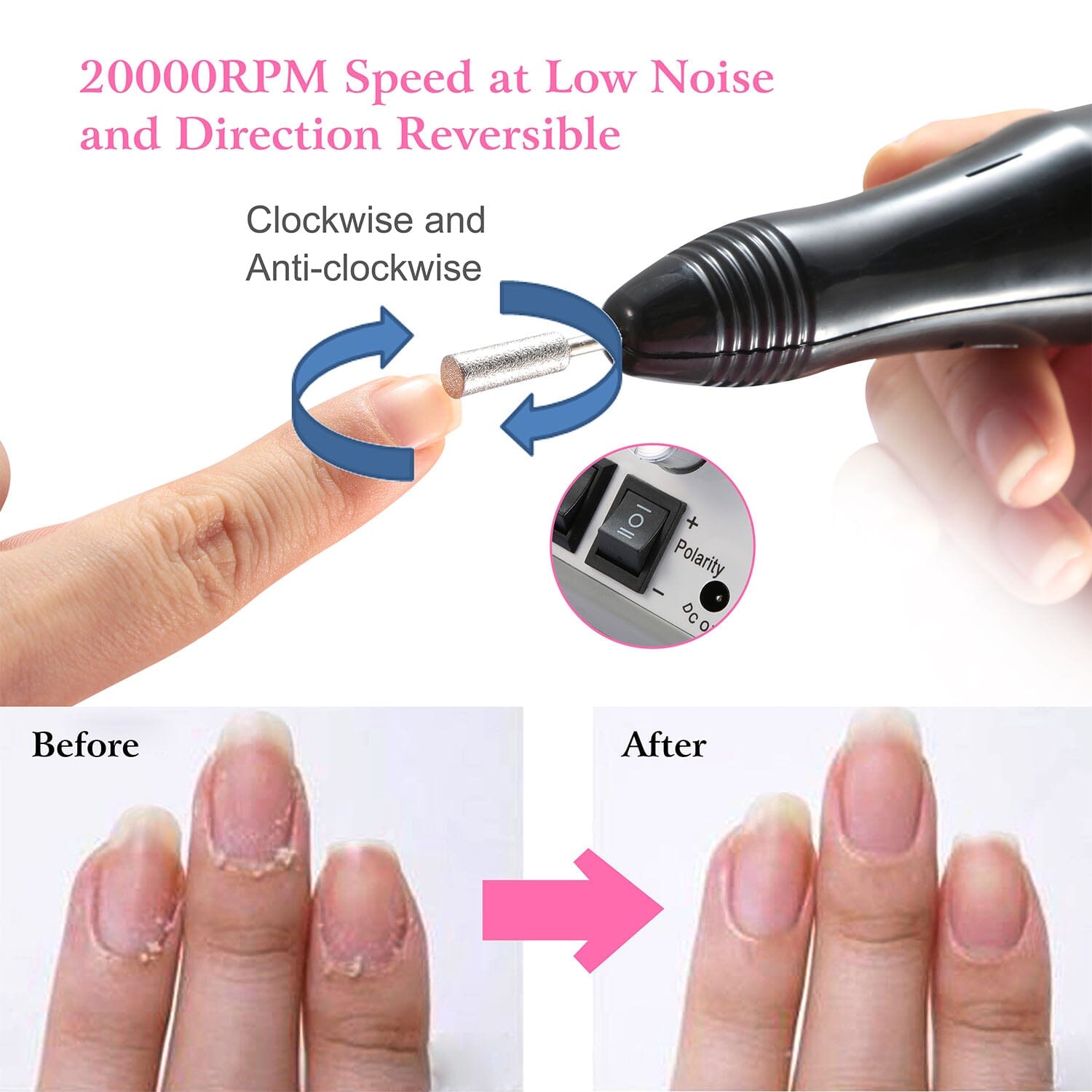 Acrylic Nail Drill Machine 20000RPM with 6 Bits Cuticle Grinder Kit For Sale Cheap Pice