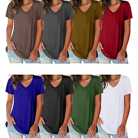 5-Pack: Ladies Ultra Soft Cotton Blend Basic V-Neck Short Sleeve Shirts Cheap Manchester