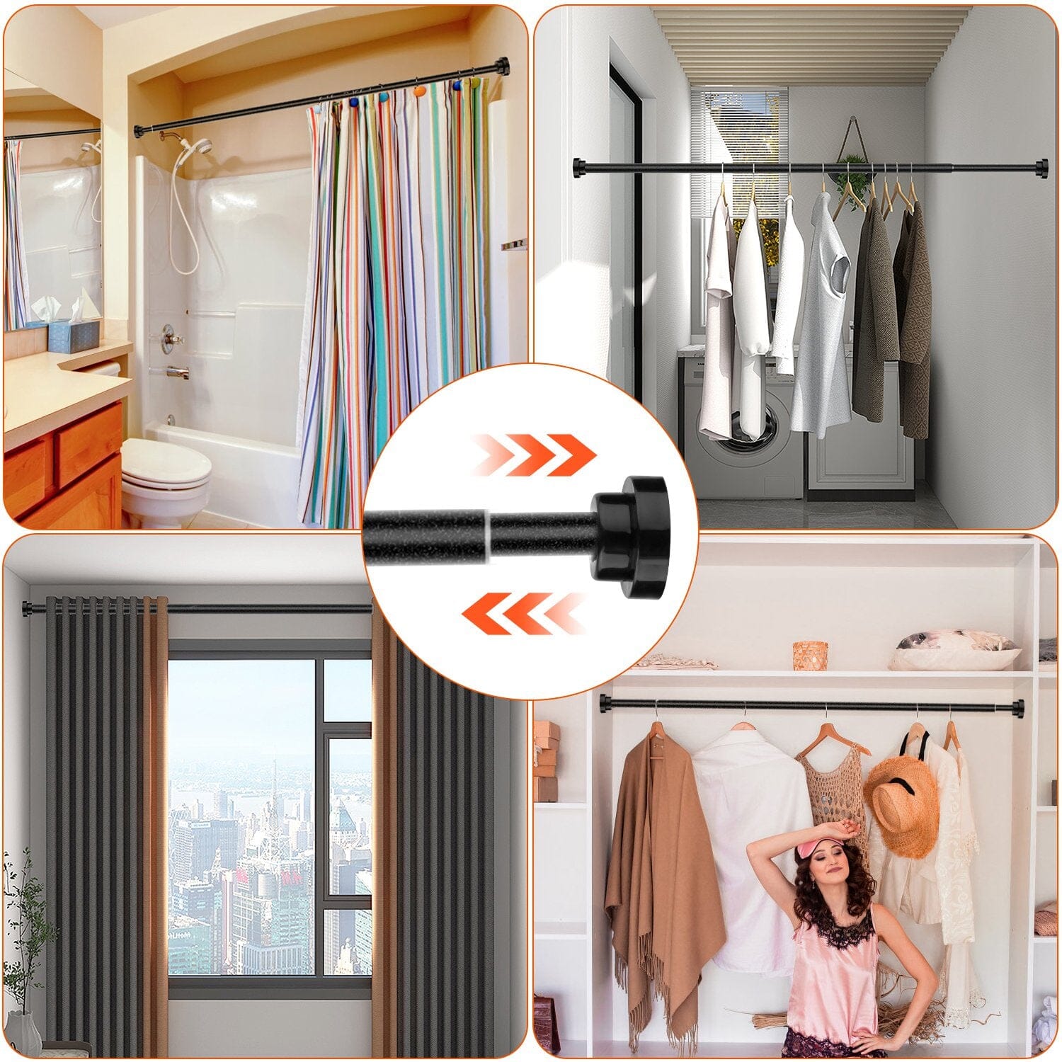 Shower Curtain Rod Adjustable Tension Discount Footaction