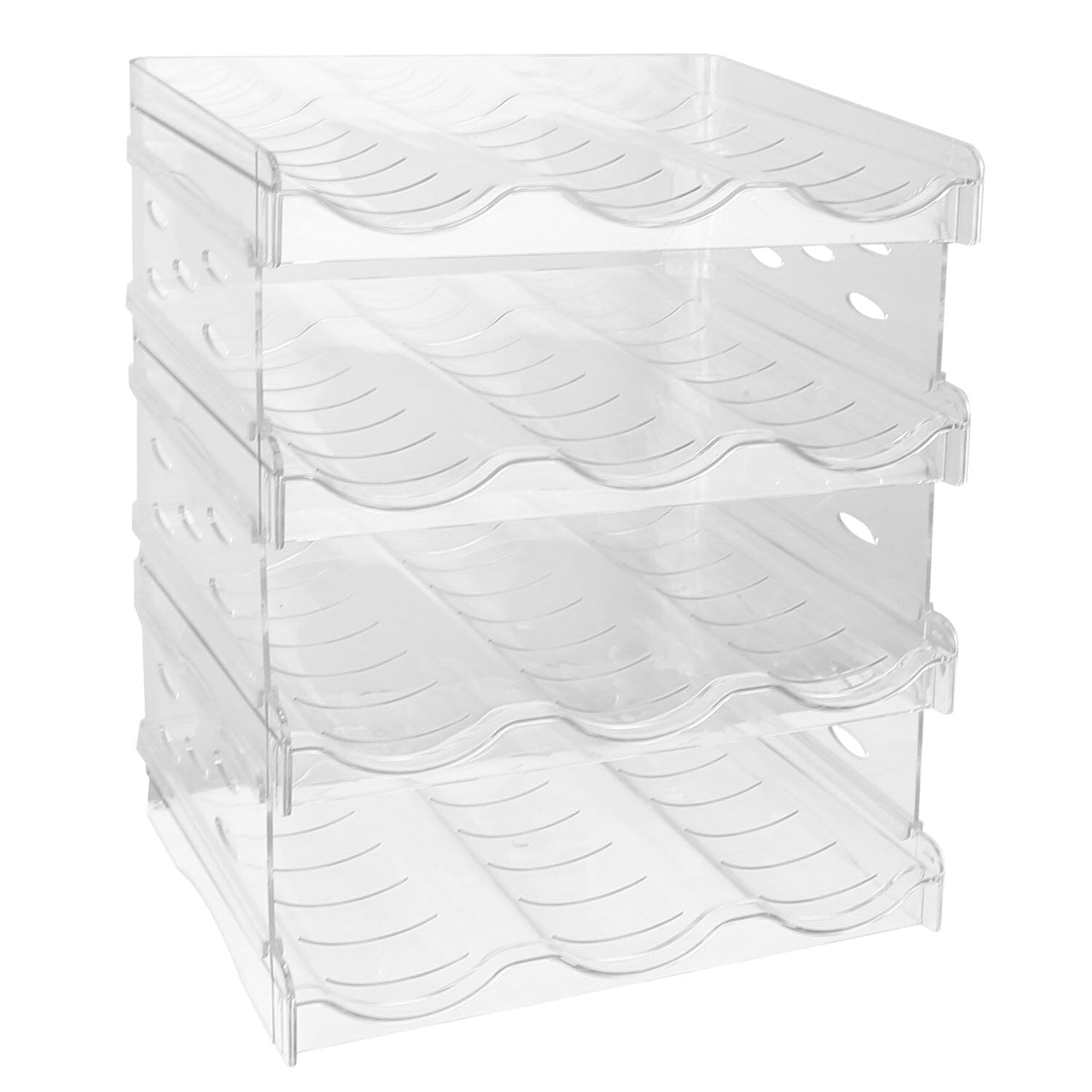 4-Tier Bottle Storage 12 Bottles Transparent Stackable Organizer Holder Shelf Clearance Reliable