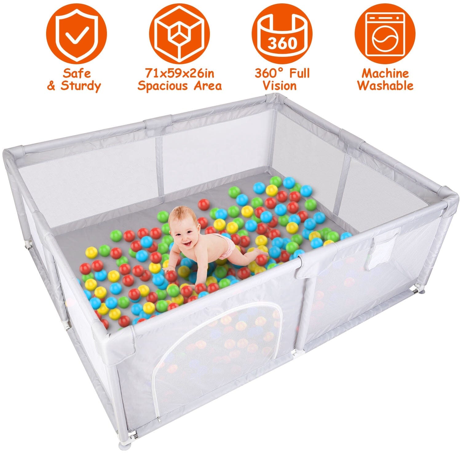 Baby Playpen with Anti-Suction Base Zipper Door Buy Cheap Pay With Paypal