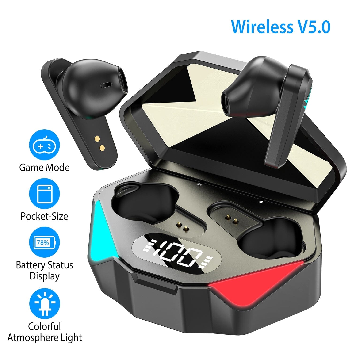 Wireless TWS 5.0 In-Ear Headphone Headset with Charging Case Low Latency Game Mode Buy Cheap 2025 Unisex