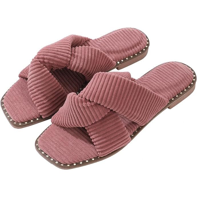 Roxoni Velvet Piping Flat Sandals for Women Original Online