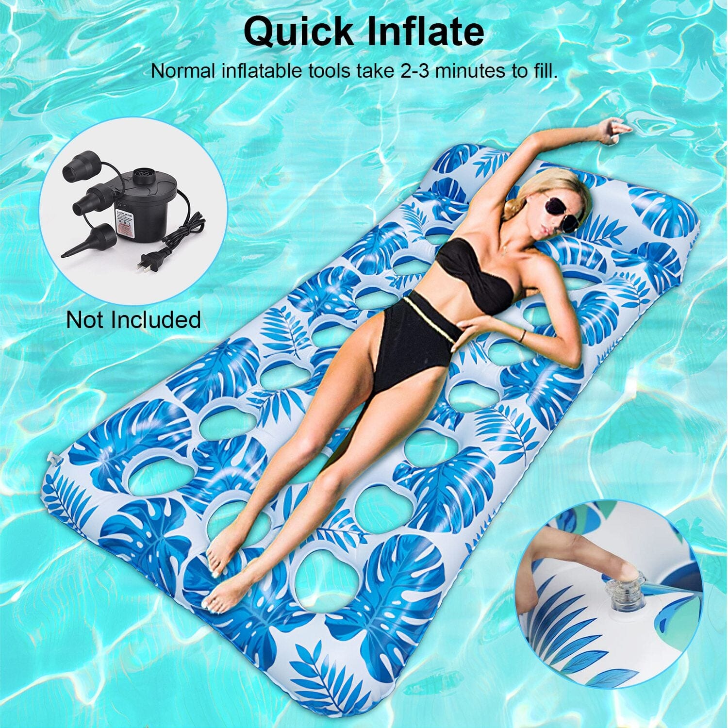 3-Pack: Inflatable Pool Float Raft Water Lounge 330lbs Load-Bearing Mattress with Headrest Fashion Style For Sale