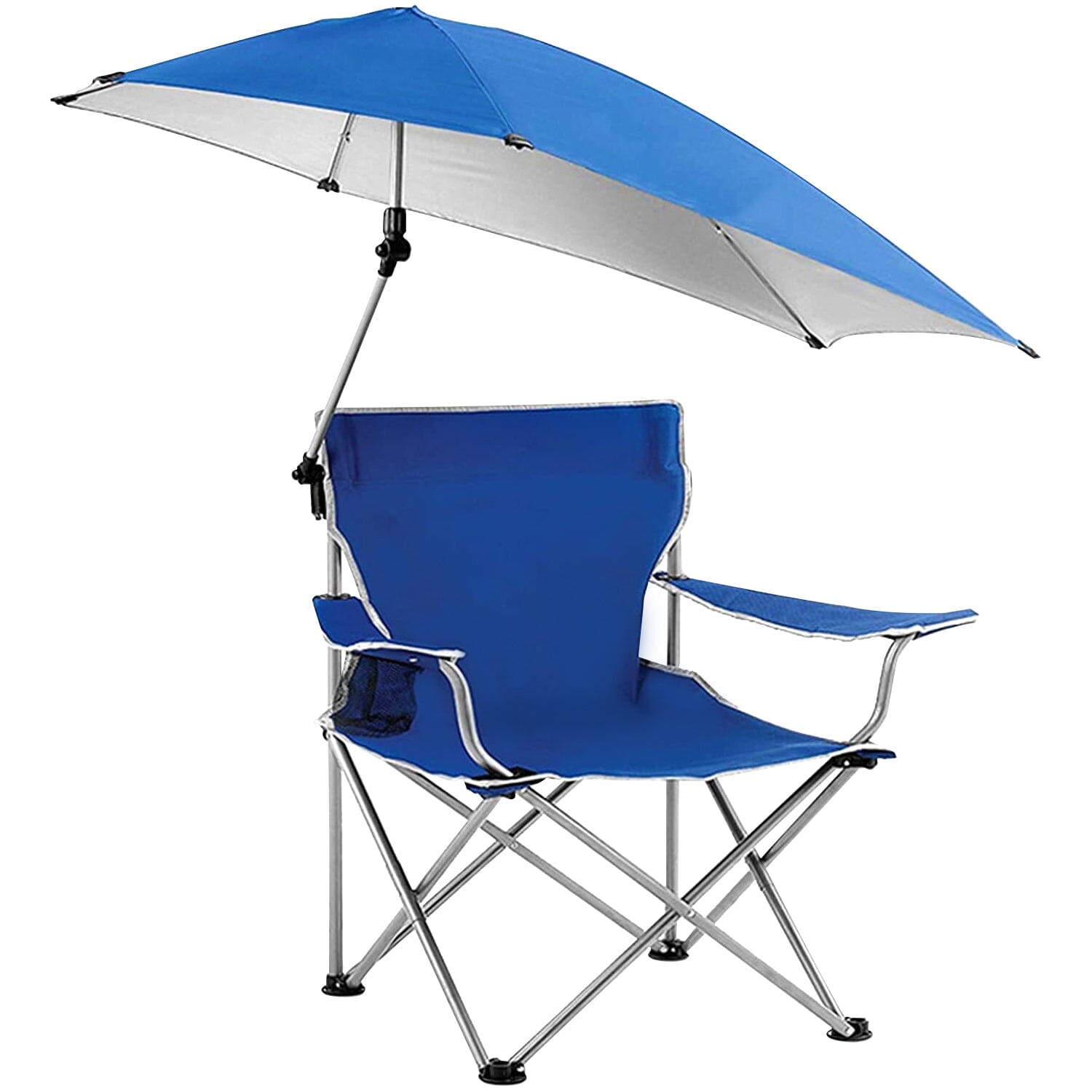 Foldable Beach Chair with Detachable Armrest Adjustable Canopy Stool with Cup Holder Tumblr