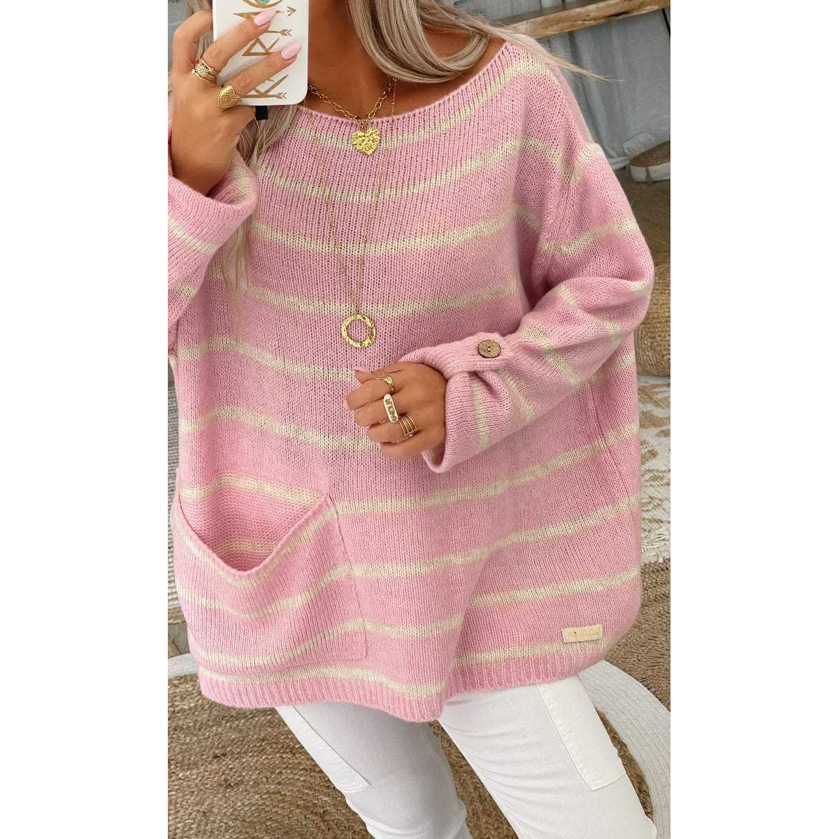 Women's Pullover Jumper Cable Knit Tunic Knitted Print Crew Neck Free Shipping Looking For