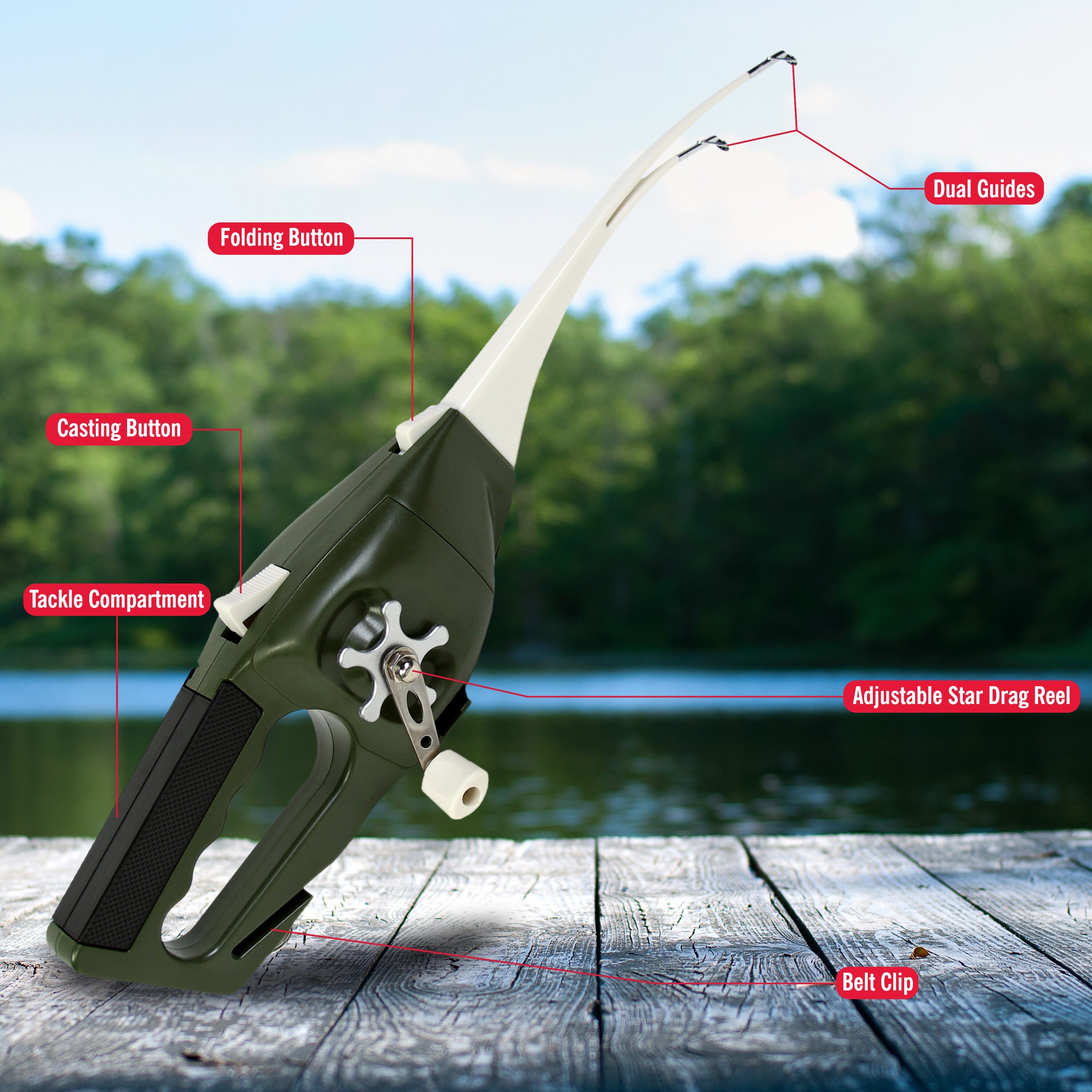 Ronco Pocket Fisherman, Portable Fishing Rod, Foldable Compact Design Cheap Sale Good Selling