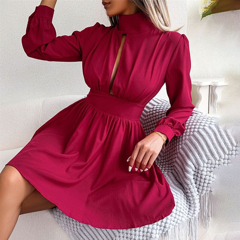 Women's A Line Turtleneck Mini Dress Sale New Styles