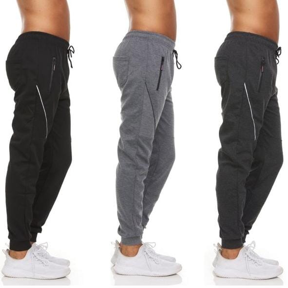 3-Pack: Men's Moisture-Wicking Jogger Pants with Zipper Pockets Best Pices Online