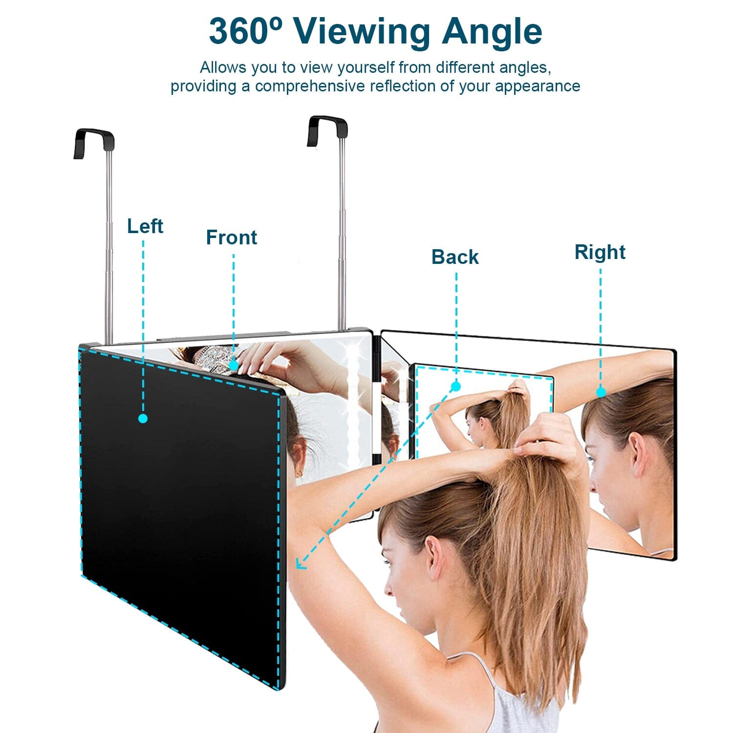 Tri-Fold Mirror with Telescopic Hanger Recommend Sale Online