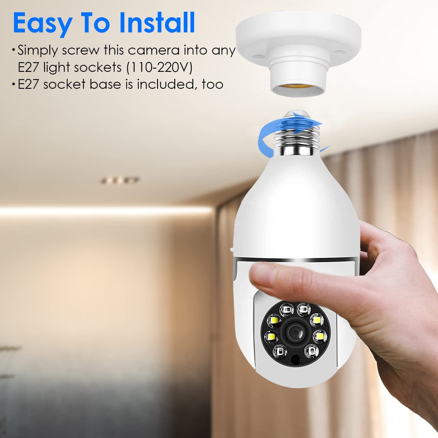 E27 WiFi Bulb Camera 1080P FHD WiFi IP Pan Tilt Security Surveillance Camera Online Online With Mastercard