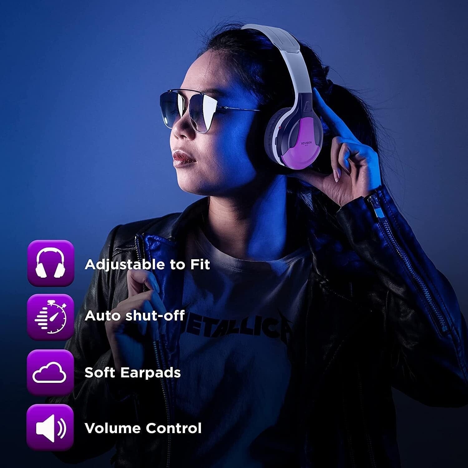 XO Vision IR630PR Universal IR Wireless Foldable Headphones - Bluetooth-Enabled Lightweight (Purple) Huge Surprise