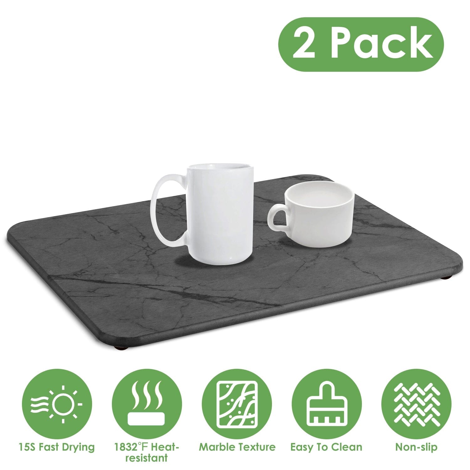 2-Pack: Stone Dish Drying Mat Silicone Diatomaceous Earth Mat 2025 New Cheap Pice