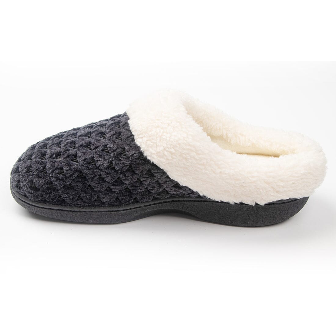 Roxoni Women's Fleece Trim Knit Sweater Furr Clog Indoor Outdoor Slipper Grey Outlet Store Online