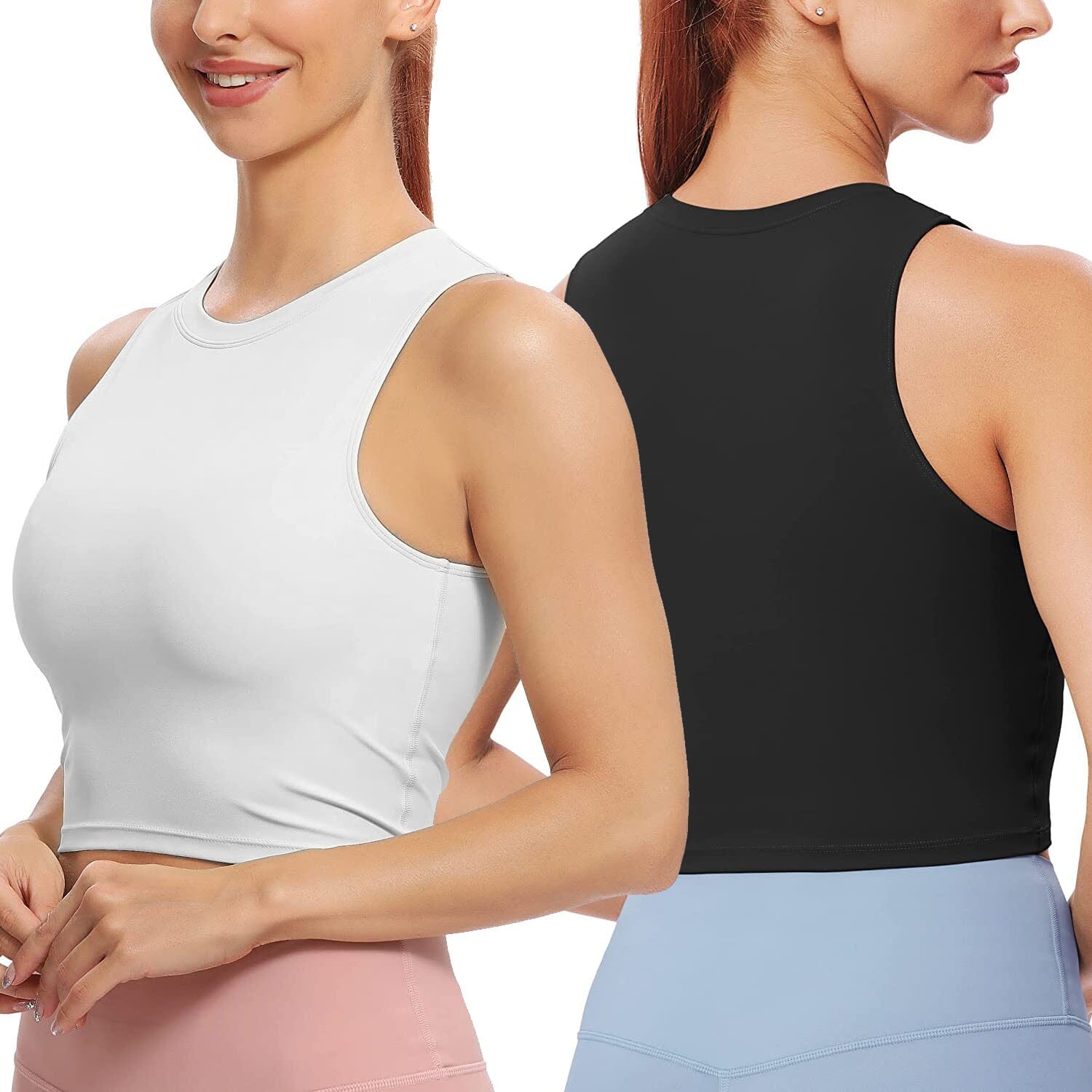 2-Piece: Women Sleeveless Cropped Tank top High Neck Cheapest Pice Sale Online