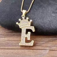 Stainless Steel Gold Overlay Hip Hop Crown A-Z Letters Necklace for Men and Women Outlet Buy