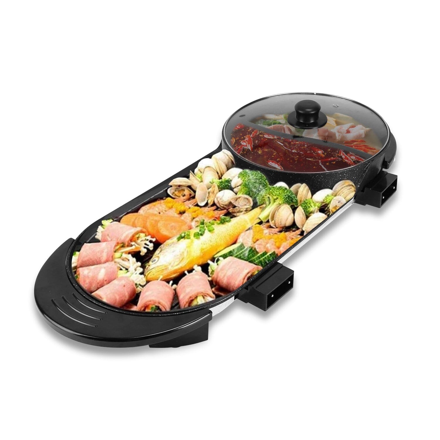 2-in-1 Electric Hot Pot with Bbq Grill Cooker 2200W Discount High Quality