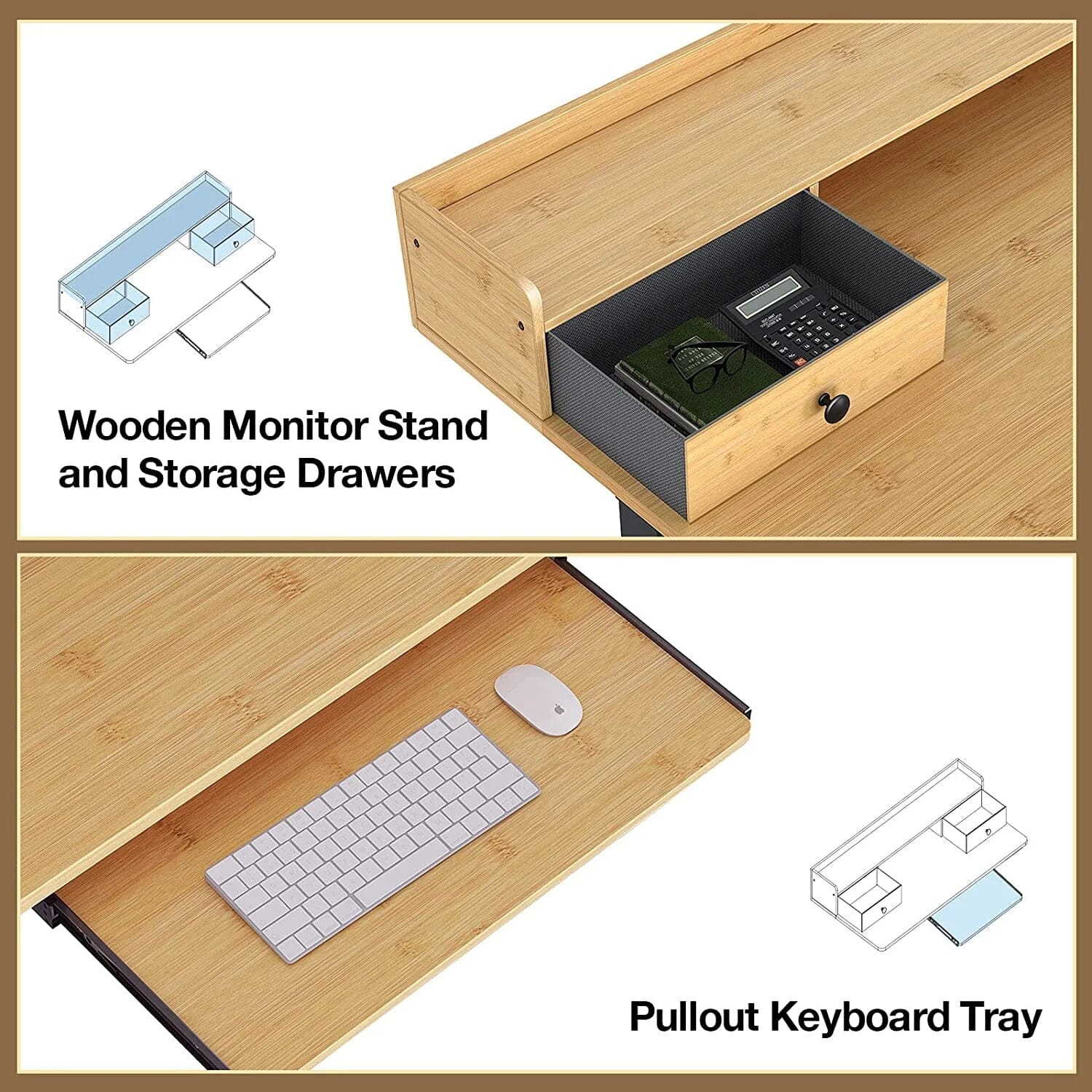 Rolanstar Height Adjustable Desk Standing Desk with Keyboard Tray and Monitor Shelf Tumblr Sale Online