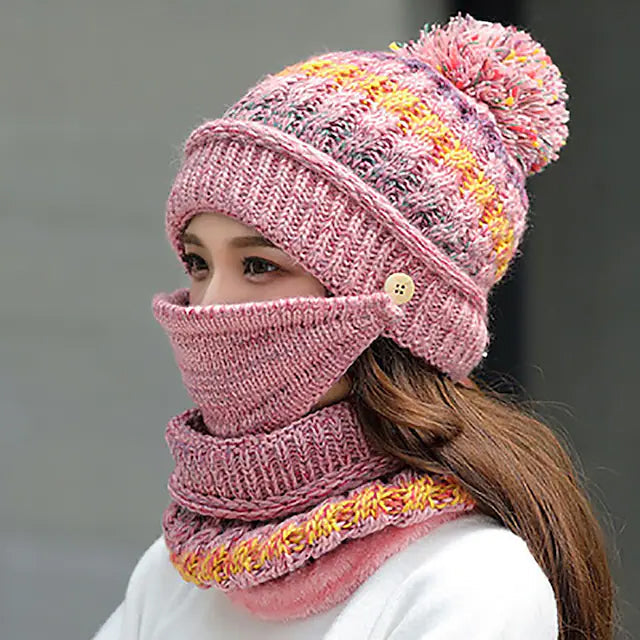 Women's Knitted Hat Scarf Mask Set Countdown Package Cheap Online