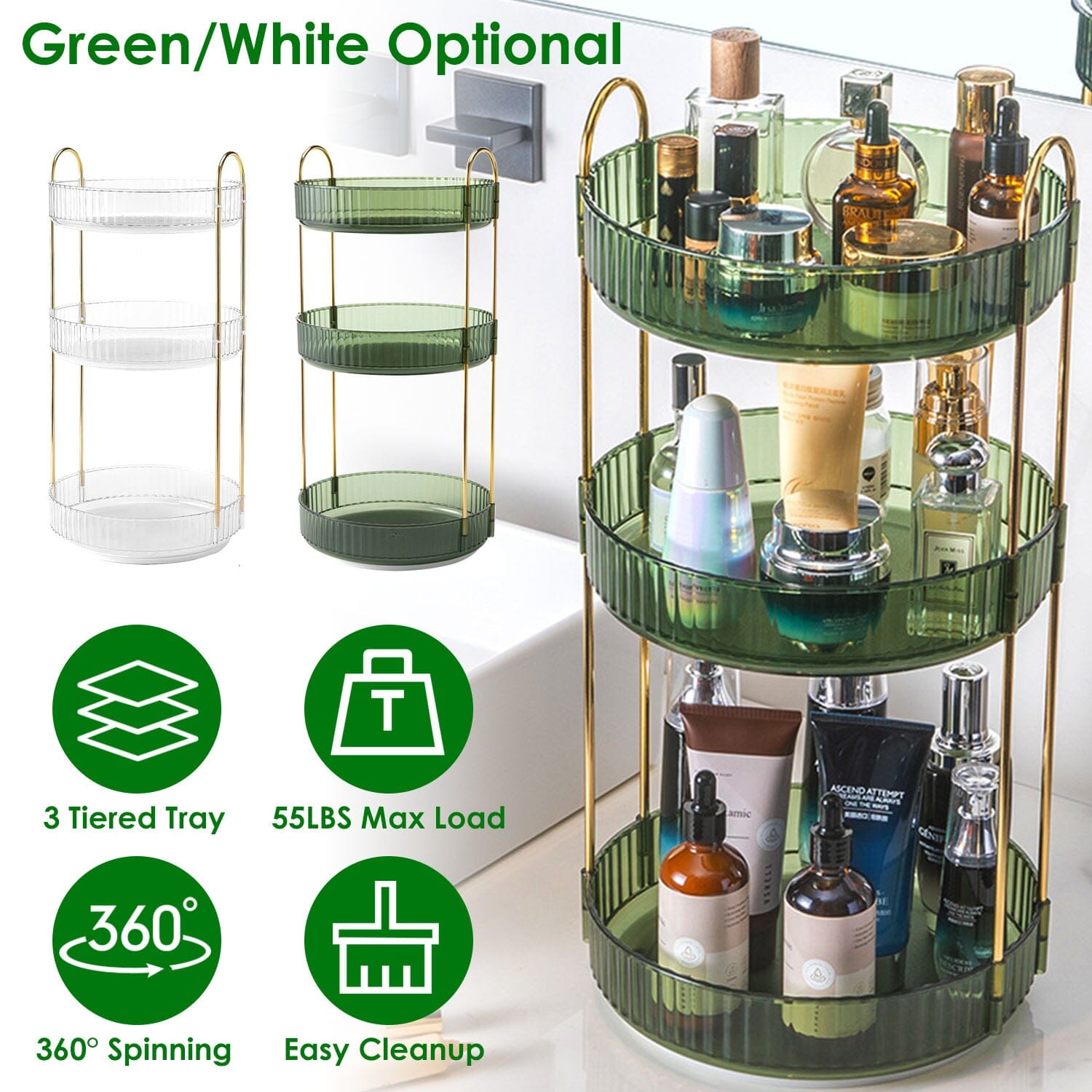 3-Tier 360∞ Spinning Rotating Makeup Organizer View Cheap Online