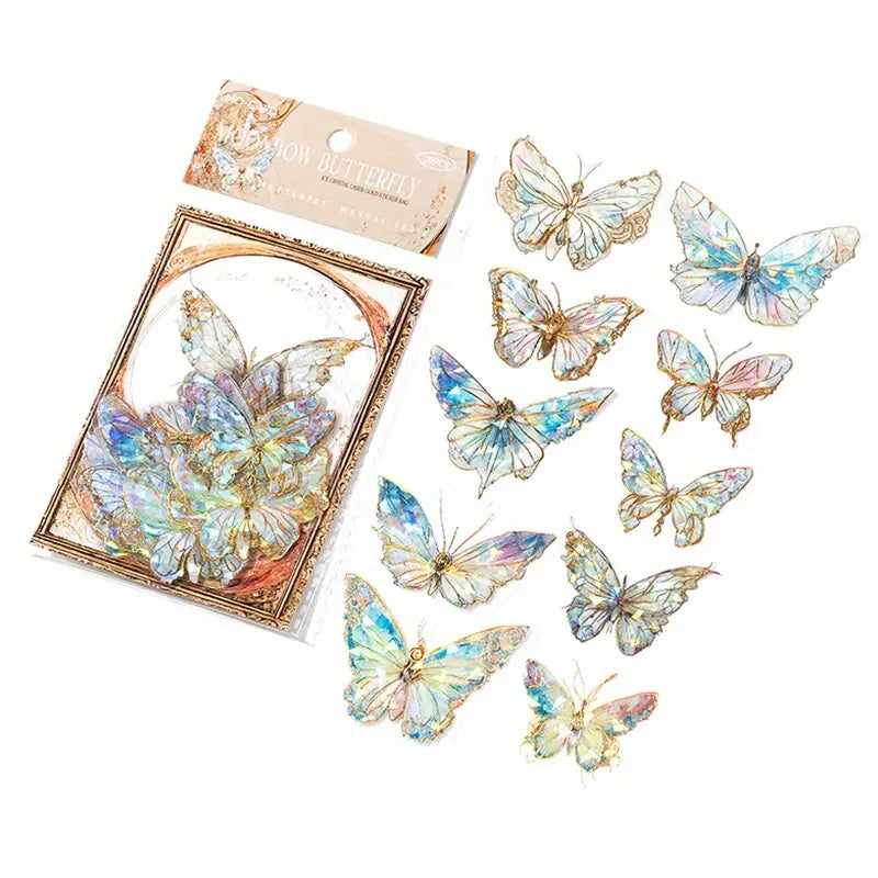 20-Pieces: Ice Crystal Laser Butterfly Decorative PET Stickers Outlet Nicekicks