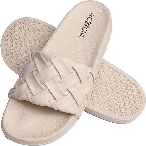 Roxoni Faux Leather Slides, Trendy Slides for Women Buy Cheap Authentic